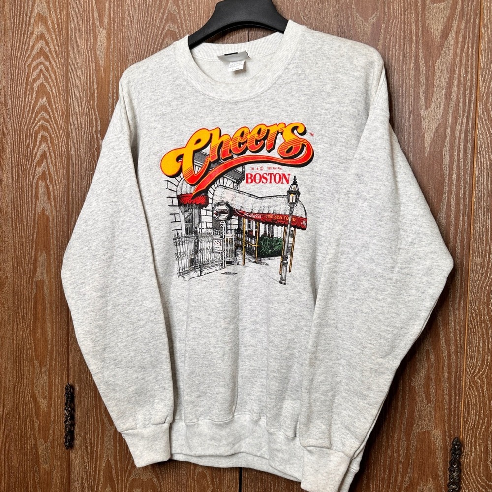 Vintage 1993 Cheers Boston Graphic Sweatshirt Mens XL Heather Grey 90s TV Show - Picture 10 of 11